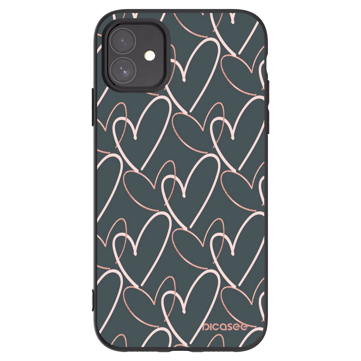 Picasee Μαύρη θήκη σιλικόνης για Apple iPhone 11 - Lots of love
