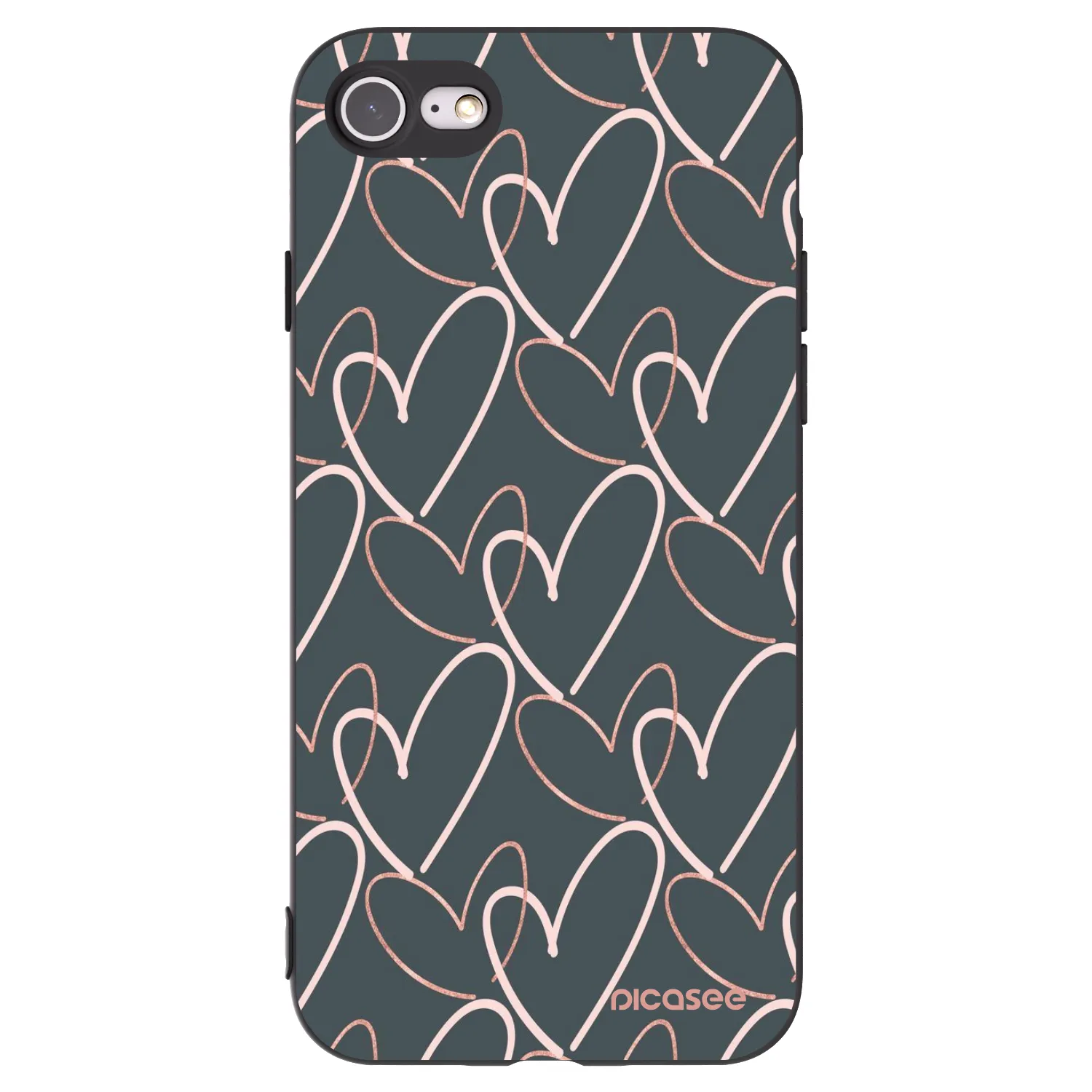 Picasee Μαύρη θήκη σιλικόνης για Apple iPhone SE 2020 - Lots of love