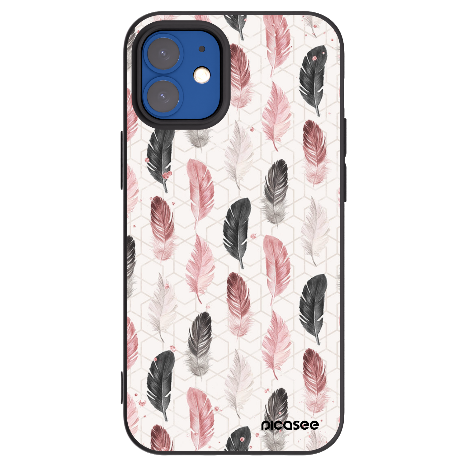 Picasee Μαύρη θήκη σιλικόνης για Apple iPhone 12 mini - Feather 2