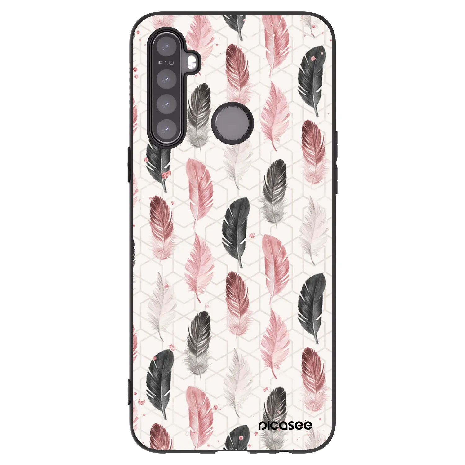 Picasee Μαύρη θήκη σιλικόνης για Realme 5 - Feather 2