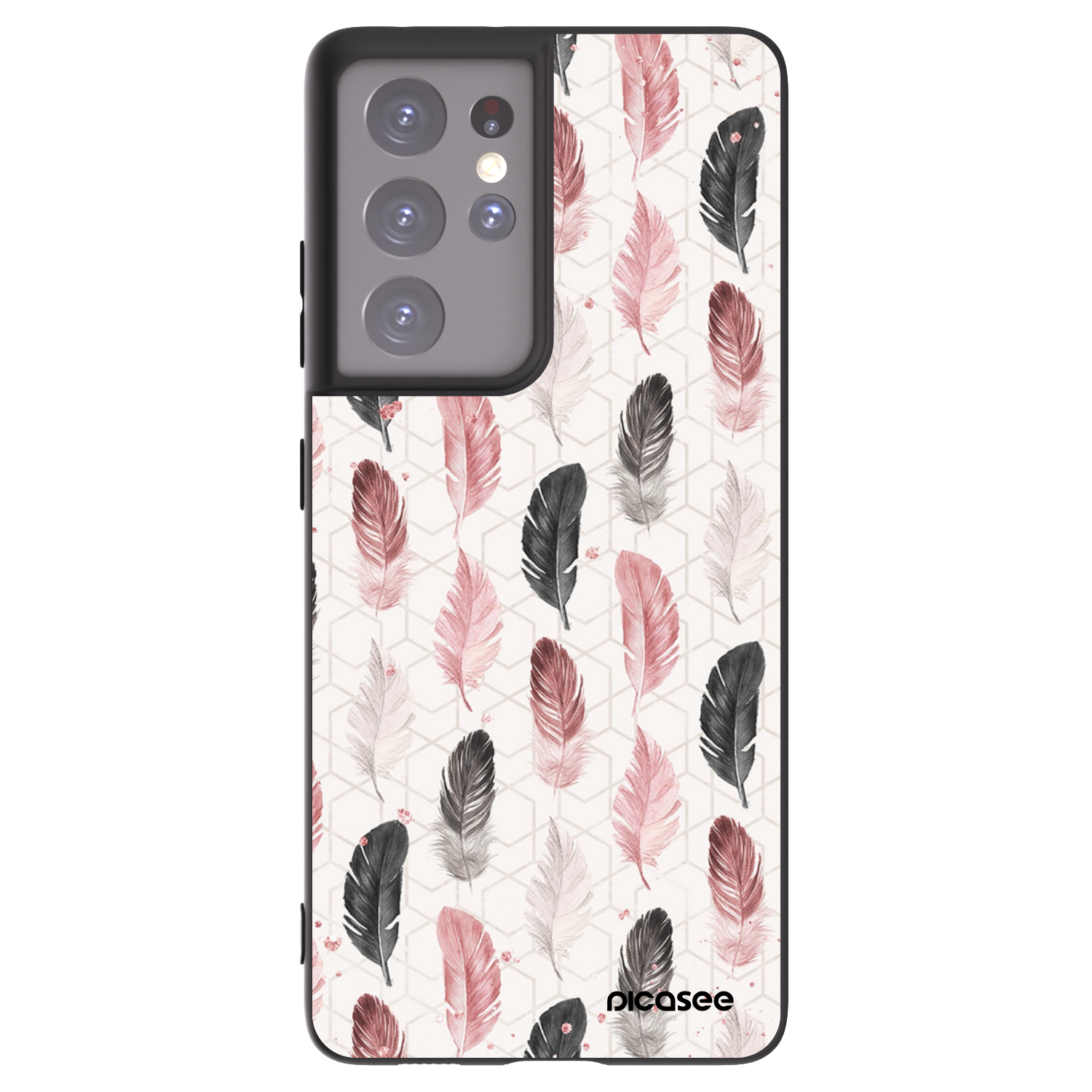 Picasee Μαύρη θήκη σιλικόνης για Samsung Galaxy S21 Ultra 5G G998B - Feather 2