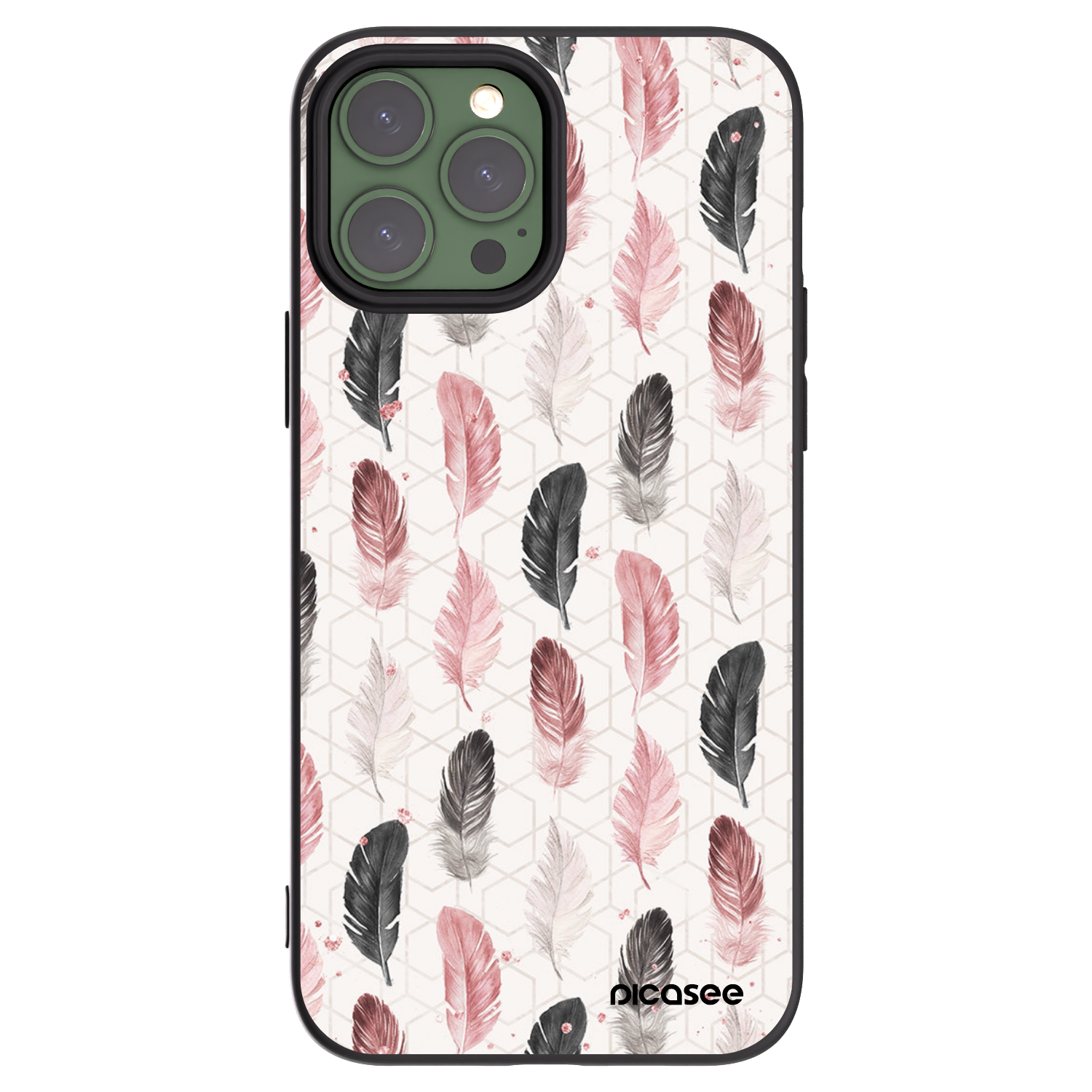 Picasee Μαύρη θήκη σιλικόνης για Apple iPhone 13 Pro Max - Feather 2