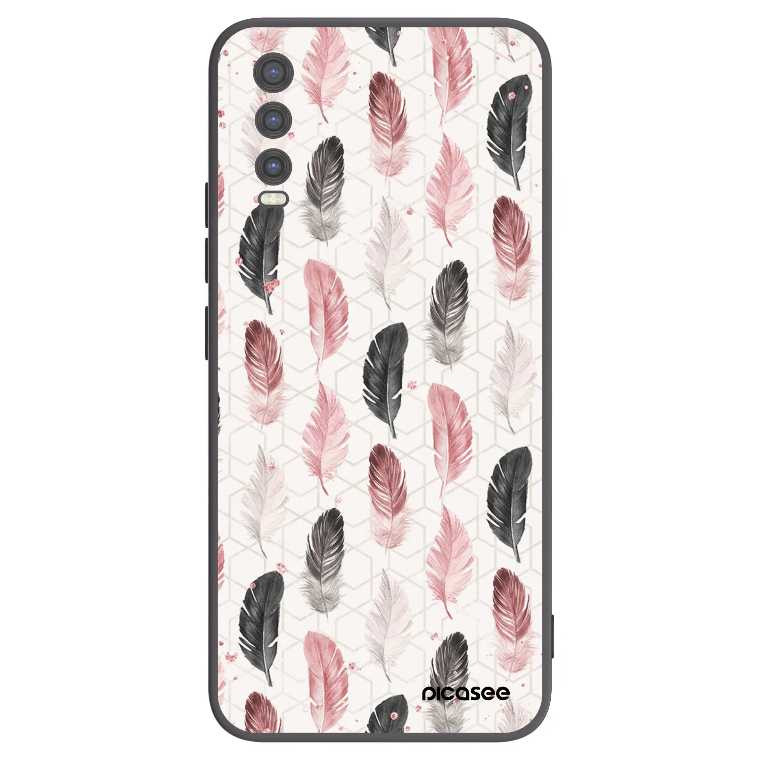 Picasee Μαύρη θήκη σιλικόνης για Vivo Y20s - Feather 2