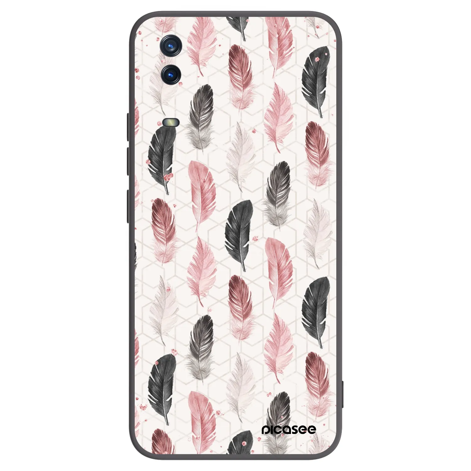 Picasee Μαύρη θήκη σιλικόνης για Vivo Y11s - Feather 2