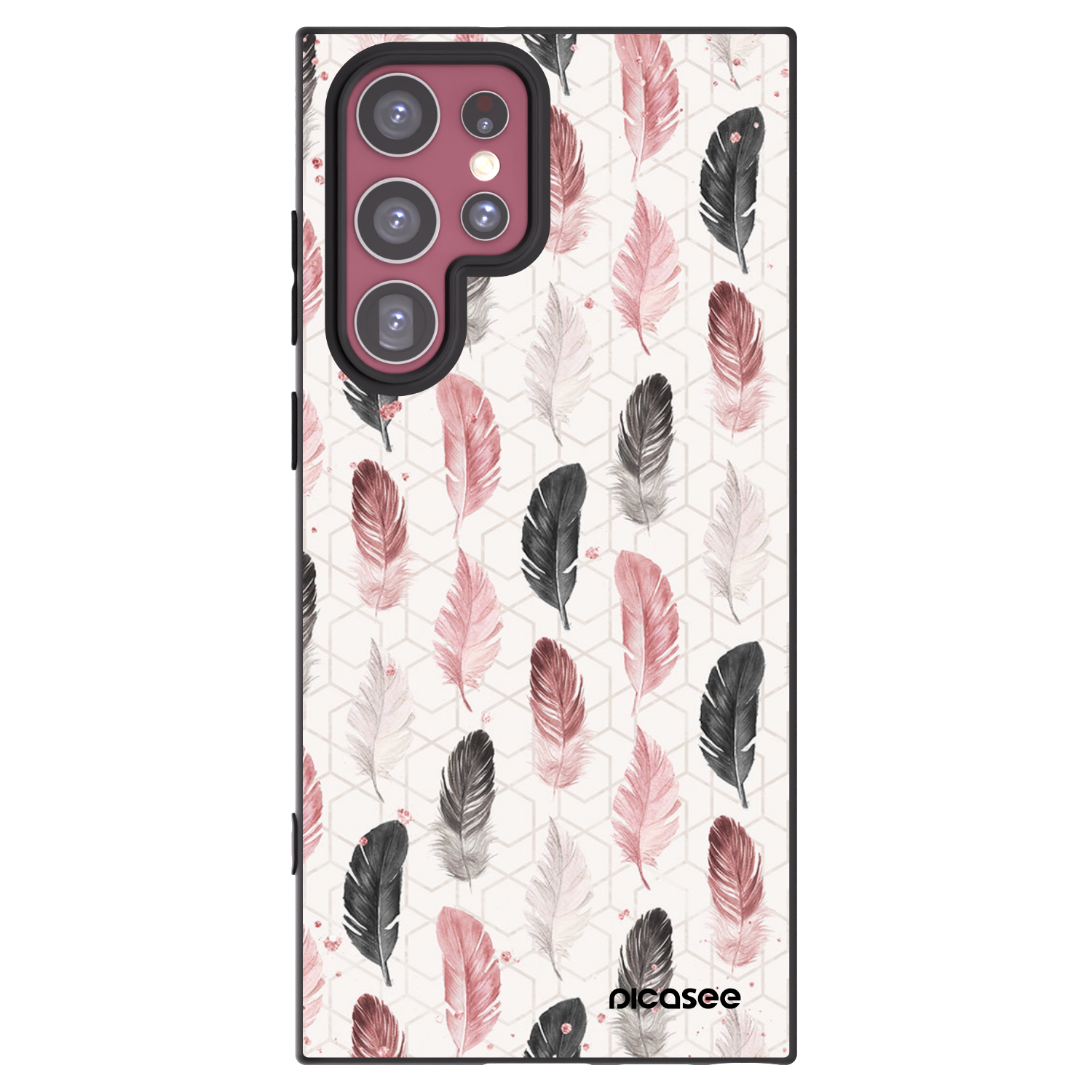 Picasee Μαύρη θήκη σιλικόνης για Samsung Galaxy S22 Ultra 5G - Feather 2