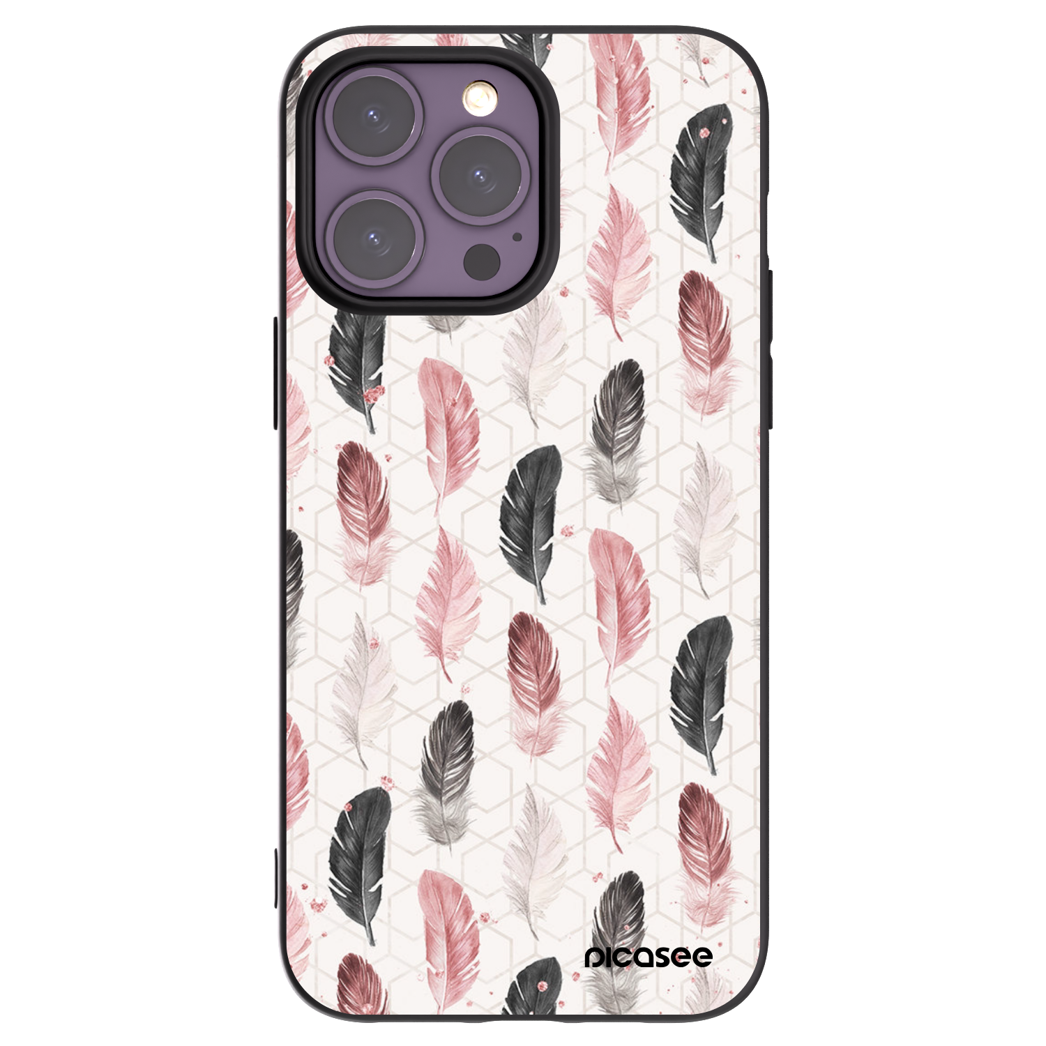 Picasee Μαύρη θήκη σιλικόνης για Apple iPhone 14 Pro Max - Feather 2