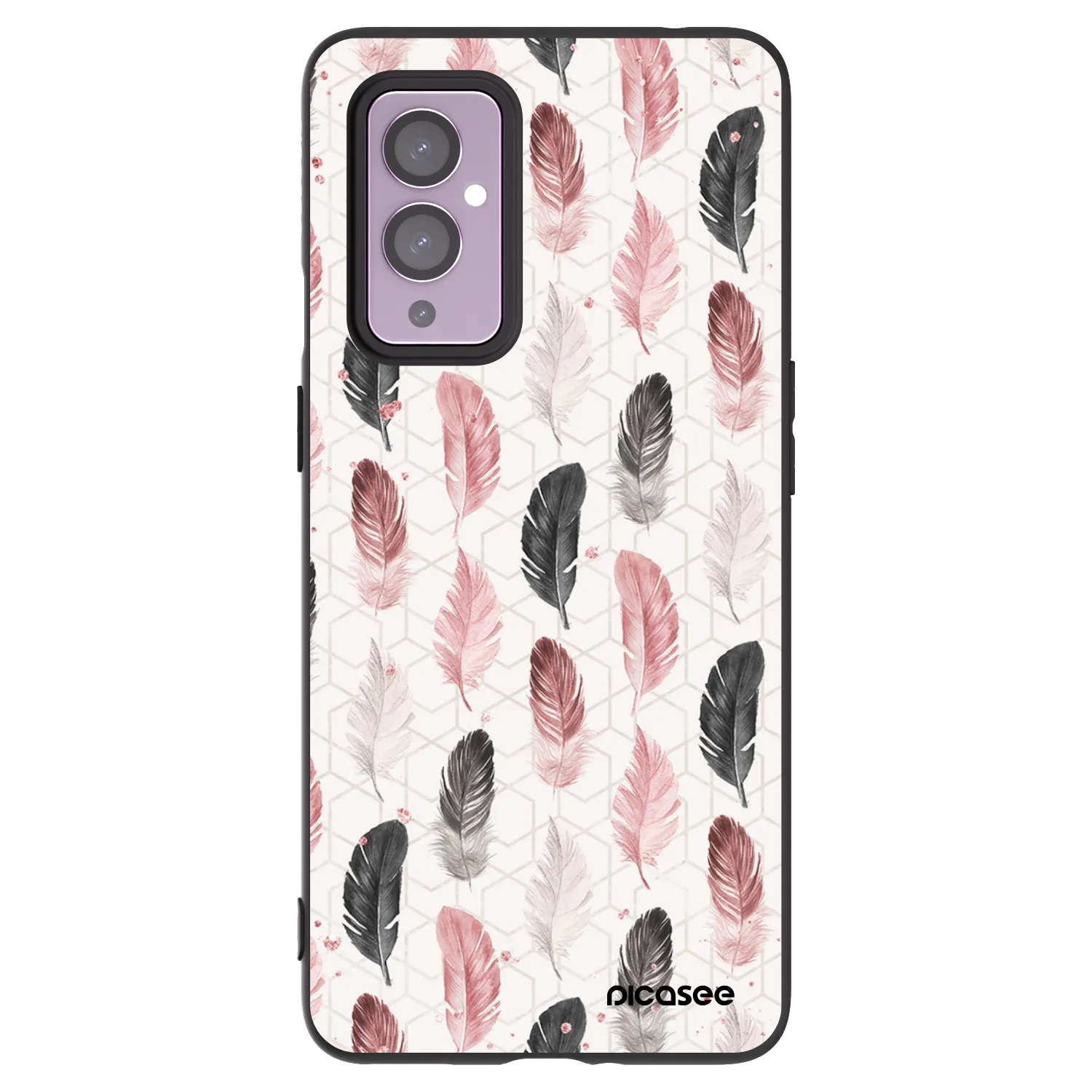 Picasee Μαύρη θήκη σιλικόνης για OnePlus 9 - Feather 2