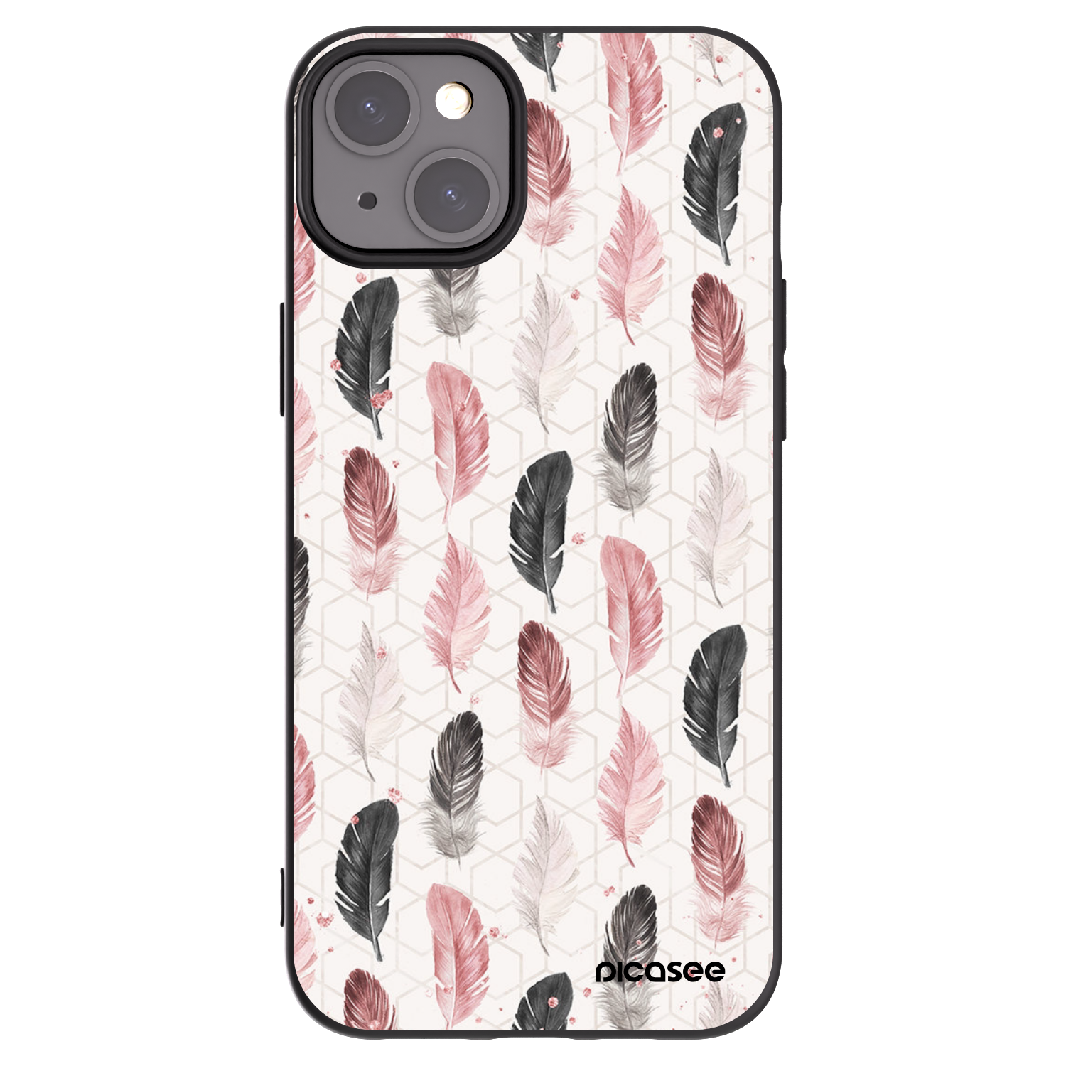Picasee Μαύρη θήκη σιλικόνης για Apple iPhone 15 Plus - Feather 2