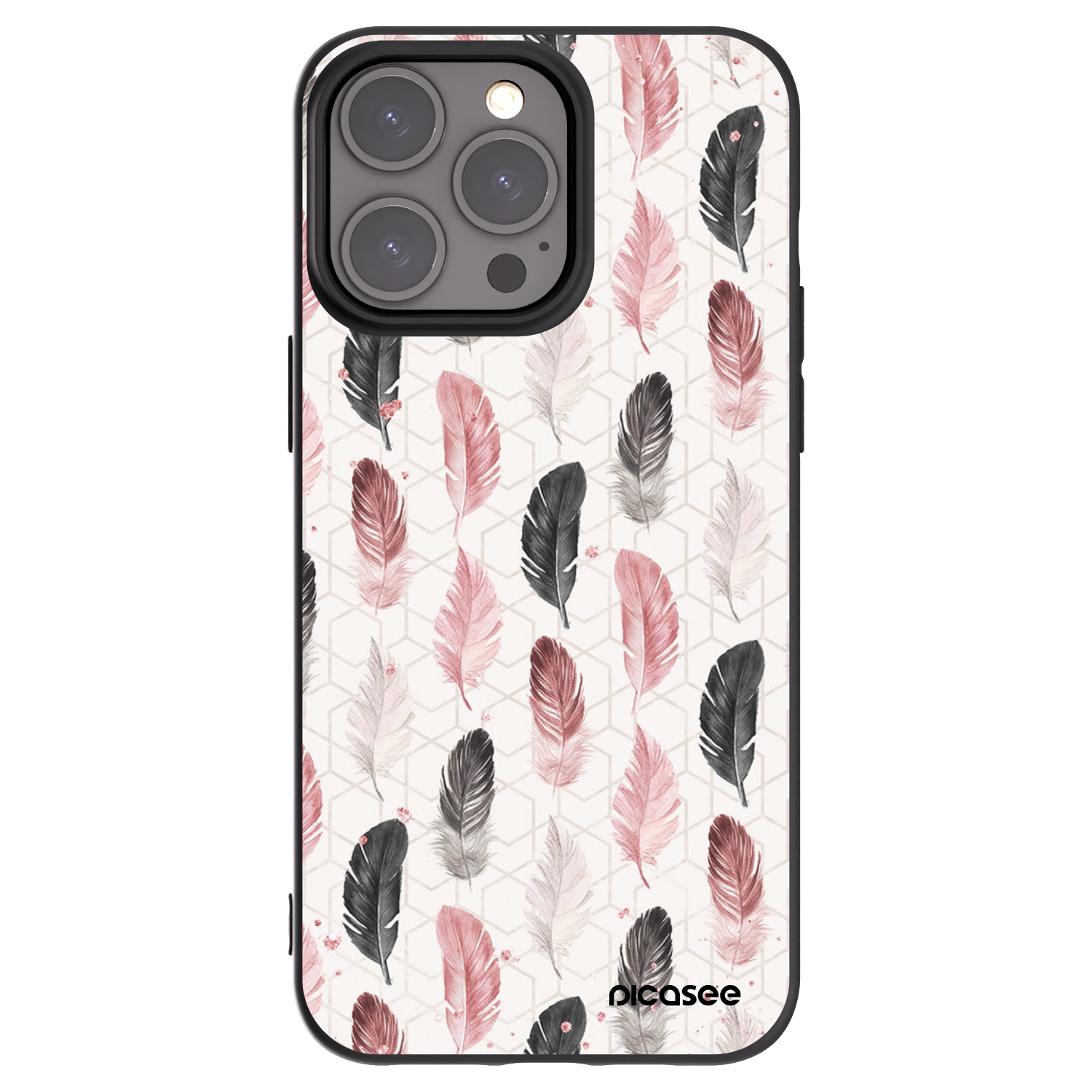 Picasee Μαύρη θήκη σιλικόνης για Apple iPhone 15 Pro Max - Feather 2