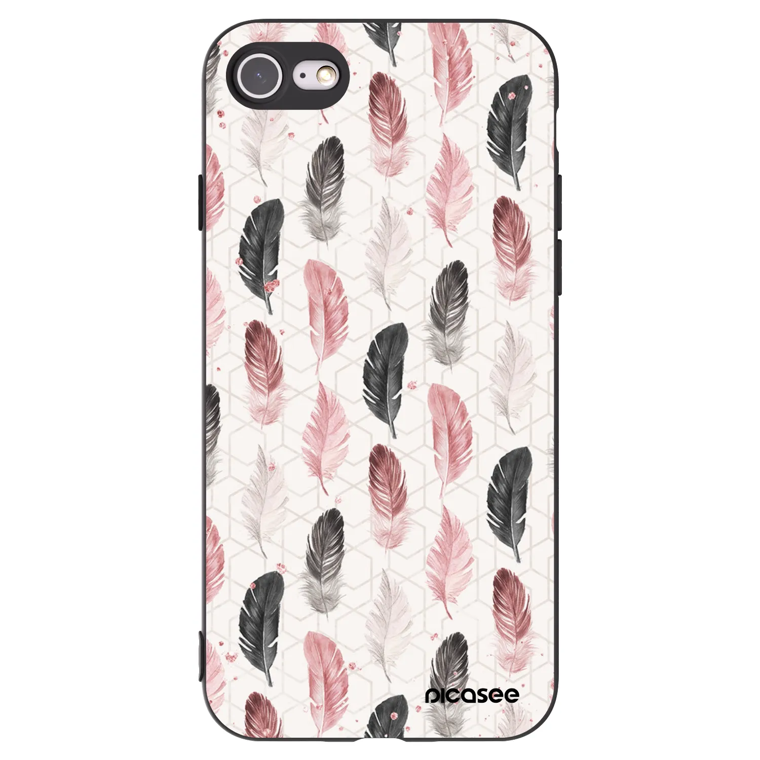 Picasee Μαύρη θήκη σιλικόνης για Apple iPhone 7 - Feather 2