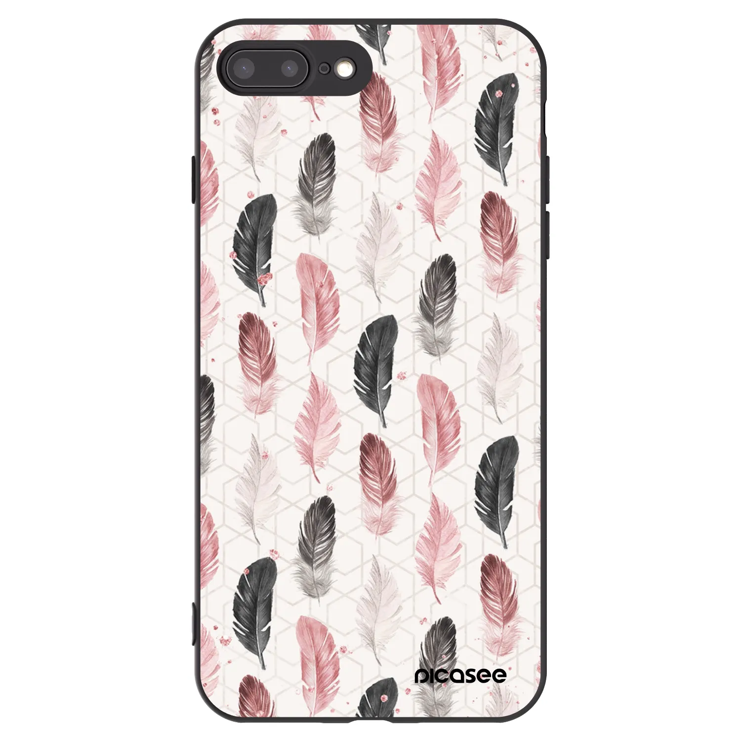 Picasee Μαύρη θήκη σιλικόνης για Apple iPhone 8 Plus - Feather 2