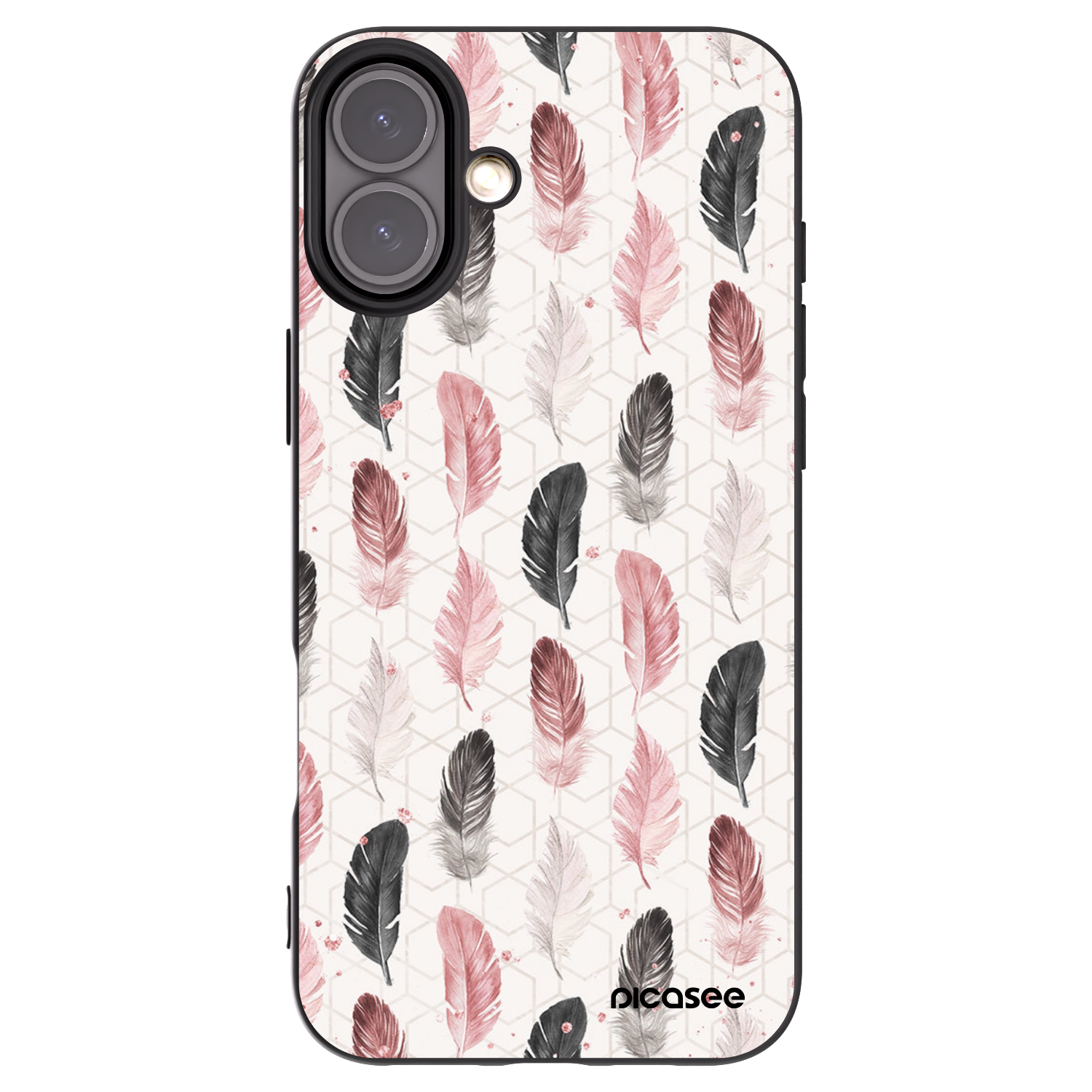 Picasee Μαύρη θήκη σιλικόνης για Apple iPhone 16 Plus - Feather 2