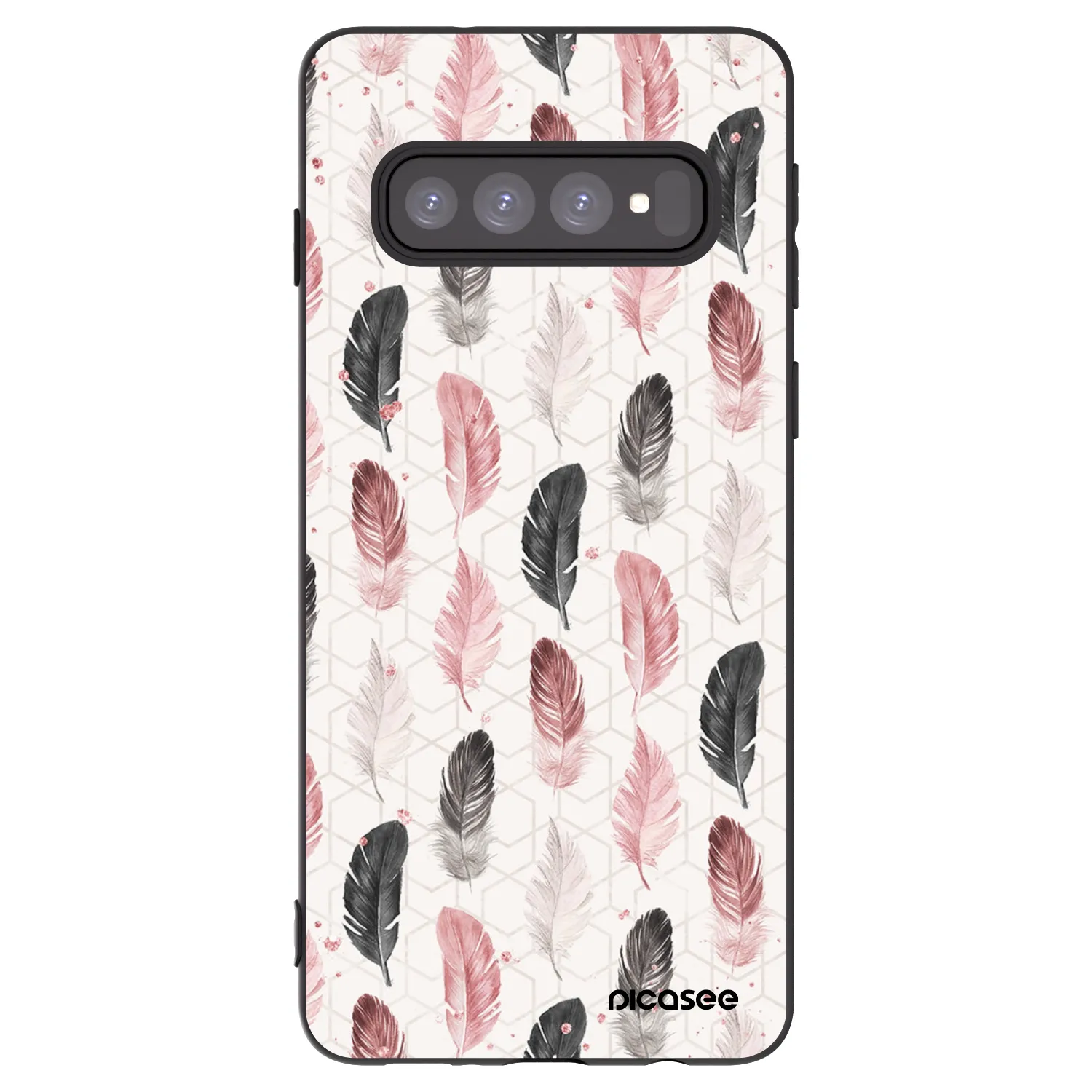 Picasee Μαύρη θήκη σιλικόνης για Samsung Galaxy S10 G973 - Feather 2