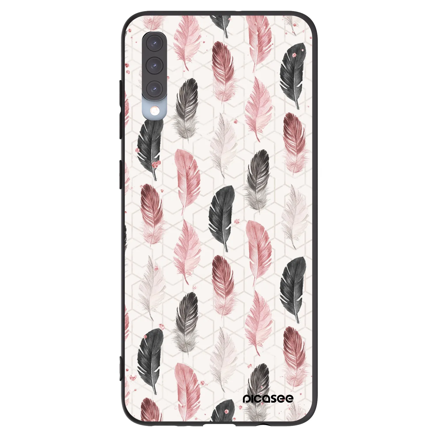 Picasee Μαύρη θήκη σιλικόνης για Samsung Galaxy A70 A705F - Feather 2