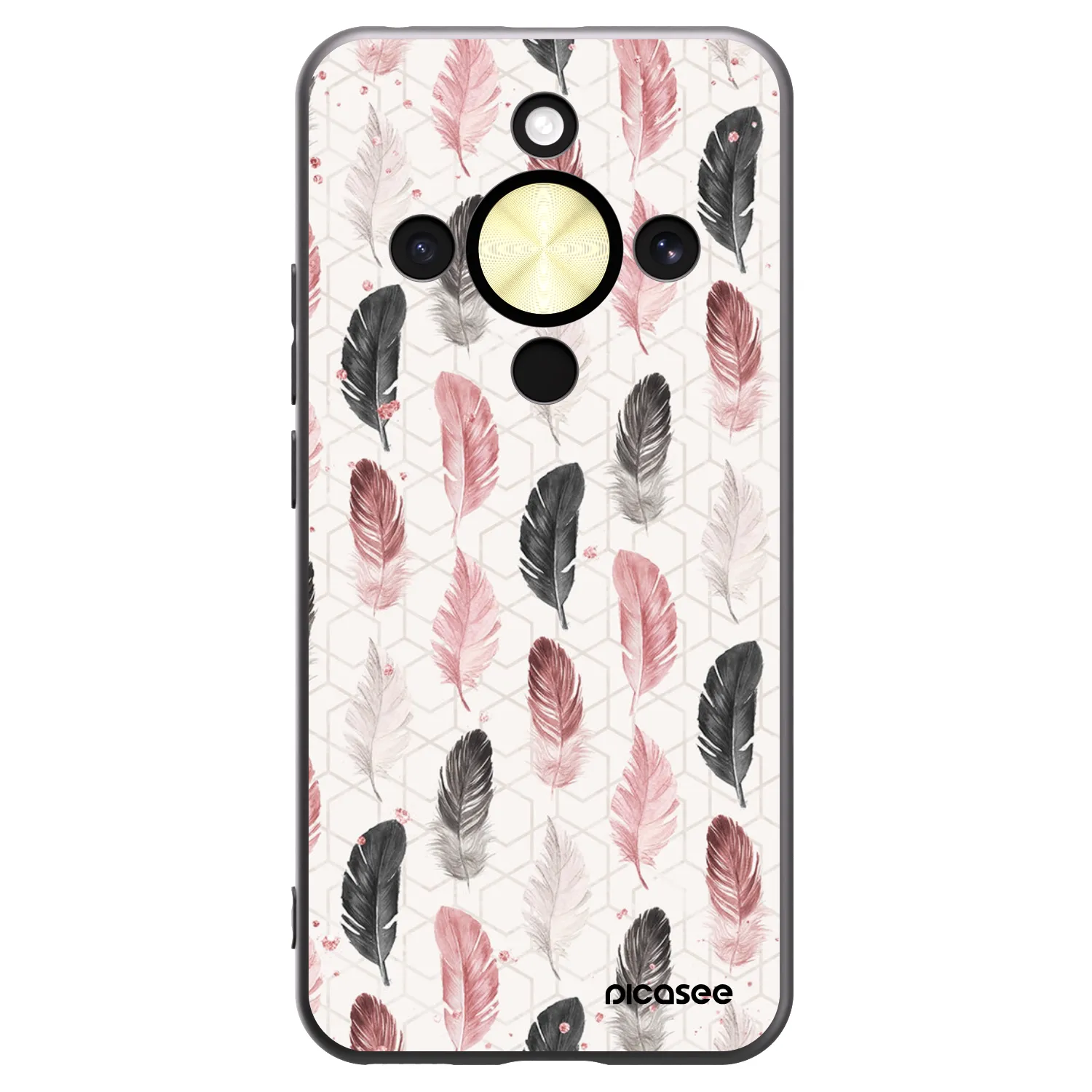 Picasee Μαύρη θήκη σιλικόνης για Honor Magic8 Lite 5G - Feather 2