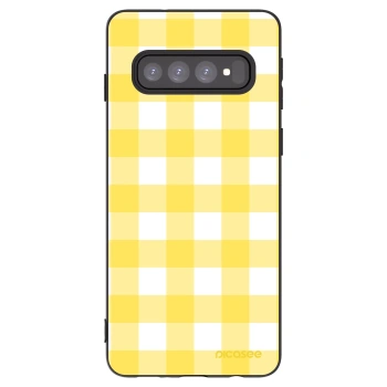 Picasee Μαύρη θήκη σιλικόνης για Samsung Galaxy S10 G973 - Gride lemon