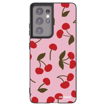 Picasee Μαύρη θήκη σιλικόνης για Samsung Galaxy S21 Ultra 5G G998B - Cherry