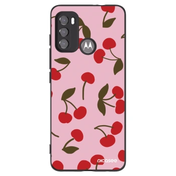 Picasee Μαύρη θήκη σιλικόνης για Motorola Moto G60 - Cherry