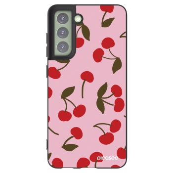 Picasee Μαύρη θήκη σιλικόνης για Samsung Galaxy S21 FE 5G - Cherry