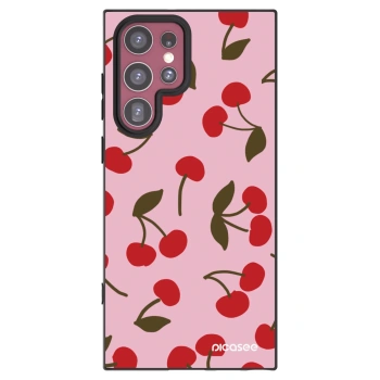 Picasee Μαύρη θήκη σιλικόνης για Samsung Galaxy S22 Ultra 5G - Cherry
