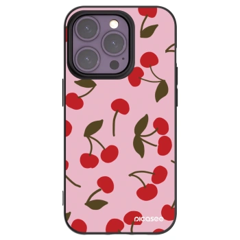 Picasee Μαύρη θήκη σιλικόνης για Apple iPhone 14 Pro - Cherry