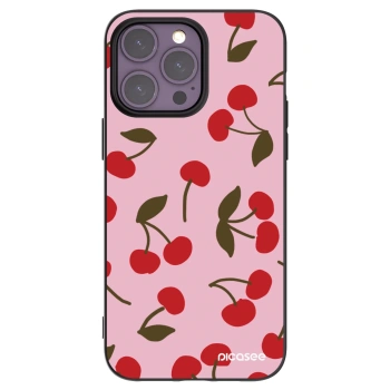 Picasee Μαύρη θήκη σιλικόνης για Apple iPhone 14 Pro Max - Cherry