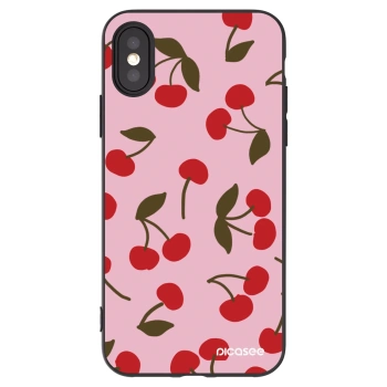 Picasee Μαύρη θήκη σιλικόνης για Apple iPhone X/XS - Cherry