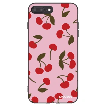 Picasee Μαύρη θήκη σιλικόνης για Apple iPhone 8 Plus - Cherry