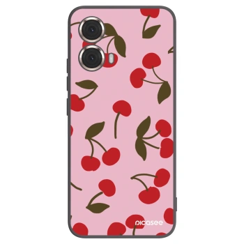 Picasee Μαύρη θήκη σιλικόνης για Motorola Moto G85 - Cherry