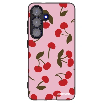 Picasee Μαύρη θήκη σιλικόνης για Samsung Galaxy S25 5G - Cherry