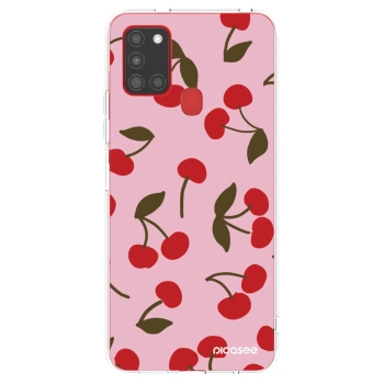Picasee διαφανής θήκη σιλικόνης Samsung Galaxy A21s - Cherry