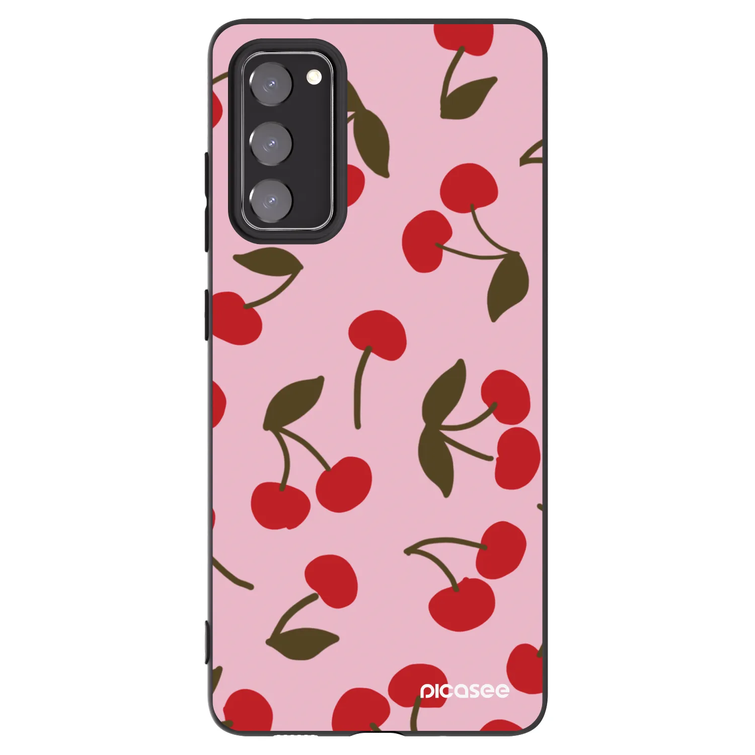 Picasee Μαύρη θήκη σιλικόνης για Samsung Galaxy S20 FE - Cherry