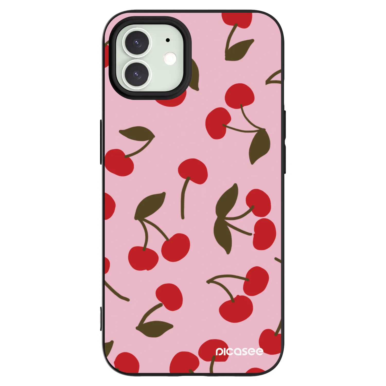 Picasee Μαύρη θήκη σιλικόνης για Apple iPhone 12 - Cherry