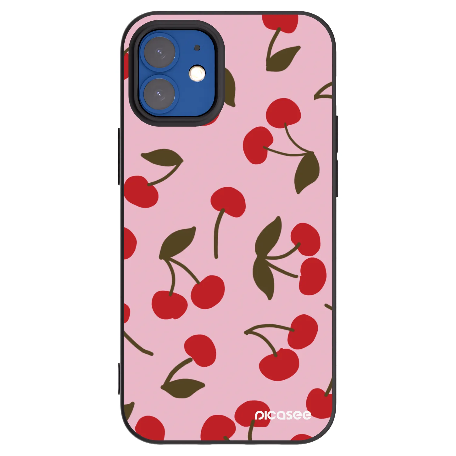 Picasee Μαύρη θήκη σιλικόνης για Apple iPhone 12 mini - Cherry
