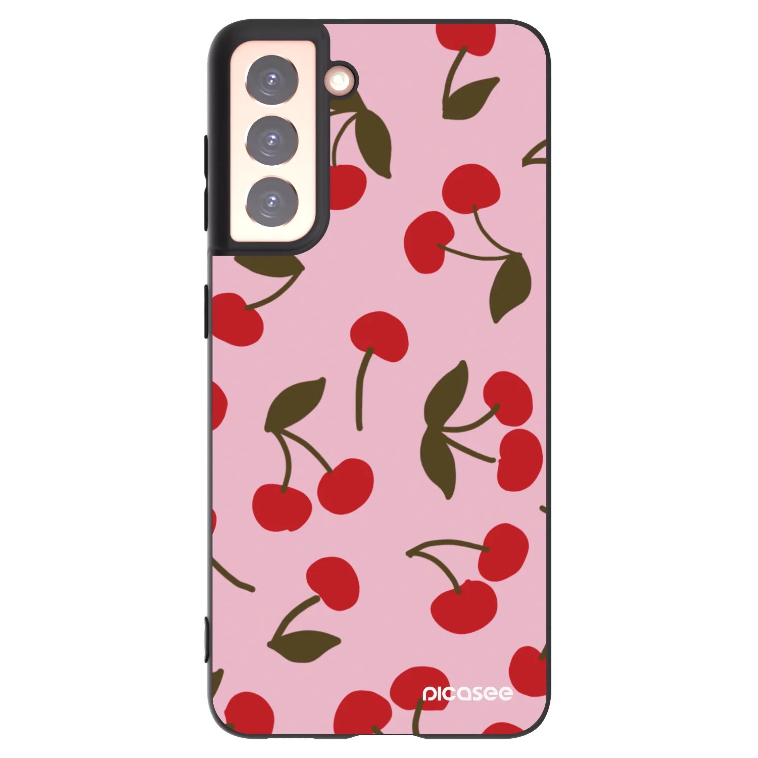 Picasee Μαύρη θήκη σιλικόνης για Samsung Galaxy S21 5G G991B - Cherry