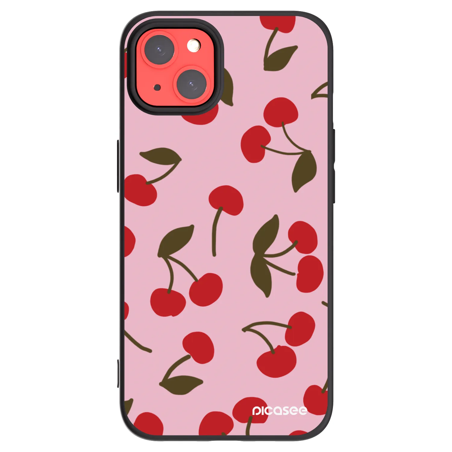 Picasee Μαύρη θήκη σιλικόνης για Apple iPhone 13 - Cherry