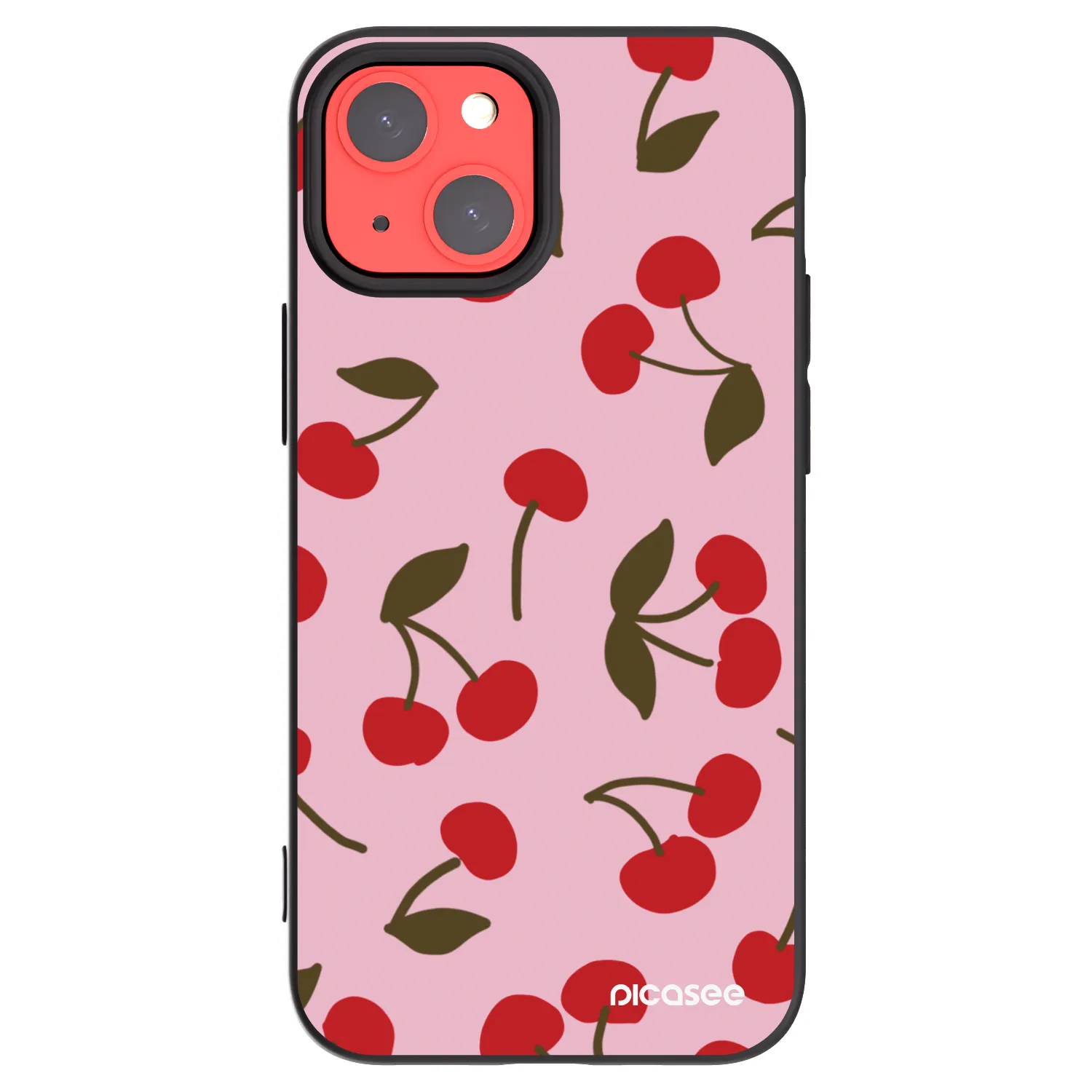 Picasee Μαύρη θήκη σιλικόνης για Apple iPhone 13 mini - Cherry