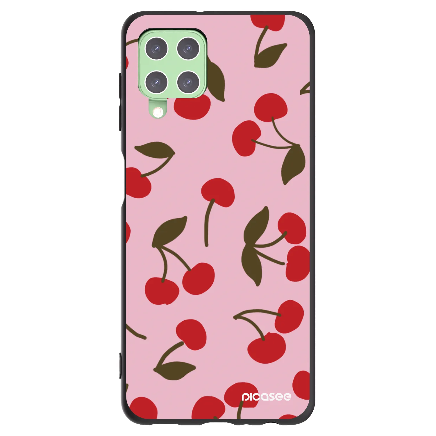 Picasee Μαύρη θήκη σιλικόνης για Samsung Galaxy A22 A225F 4G - Cherry