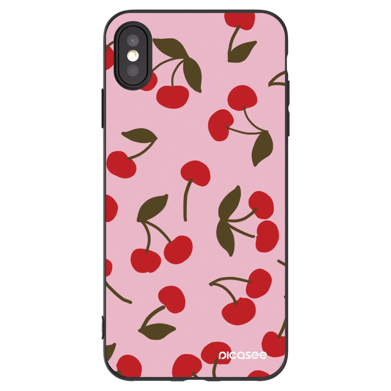 Picasee Μαύρη θήκη σιλικόνης για Apple iPhone XS Max - Cherry