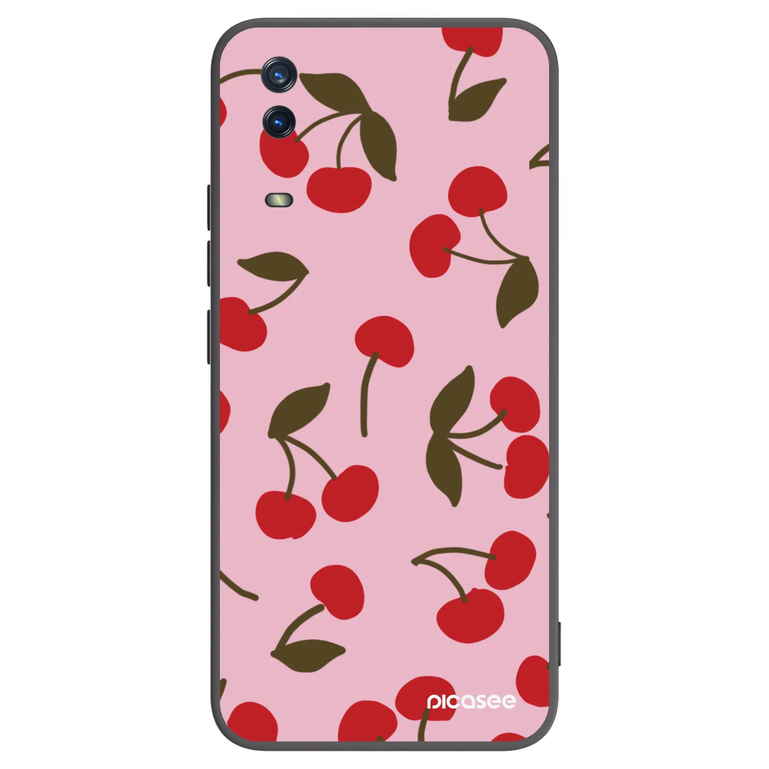 Picasee Μαύρη θήκη σιλικόνης για Vivo Y11s - Cherry