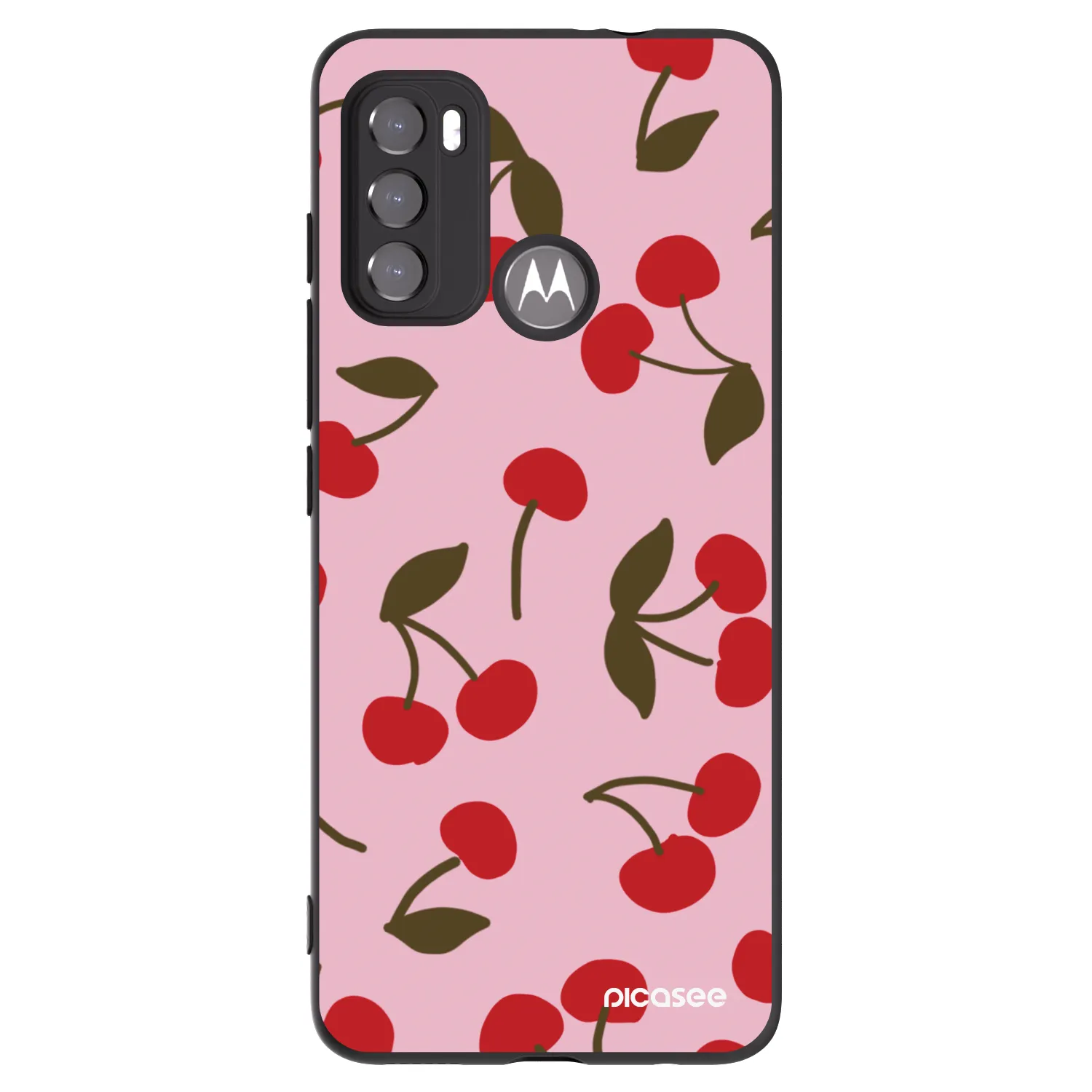 Picasee Μαύρη θήκη σιλικόνης για Motorola Moto G60 - Cherry