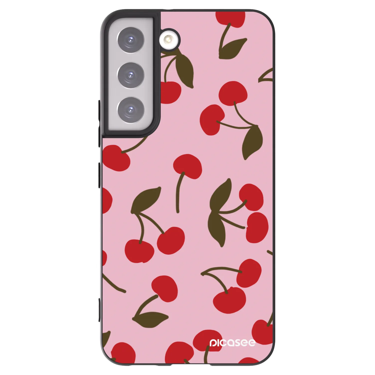 Picasee Μαύρη θήκη σιλικόνης για Samsung Galaxy S22 5G - Cherry
