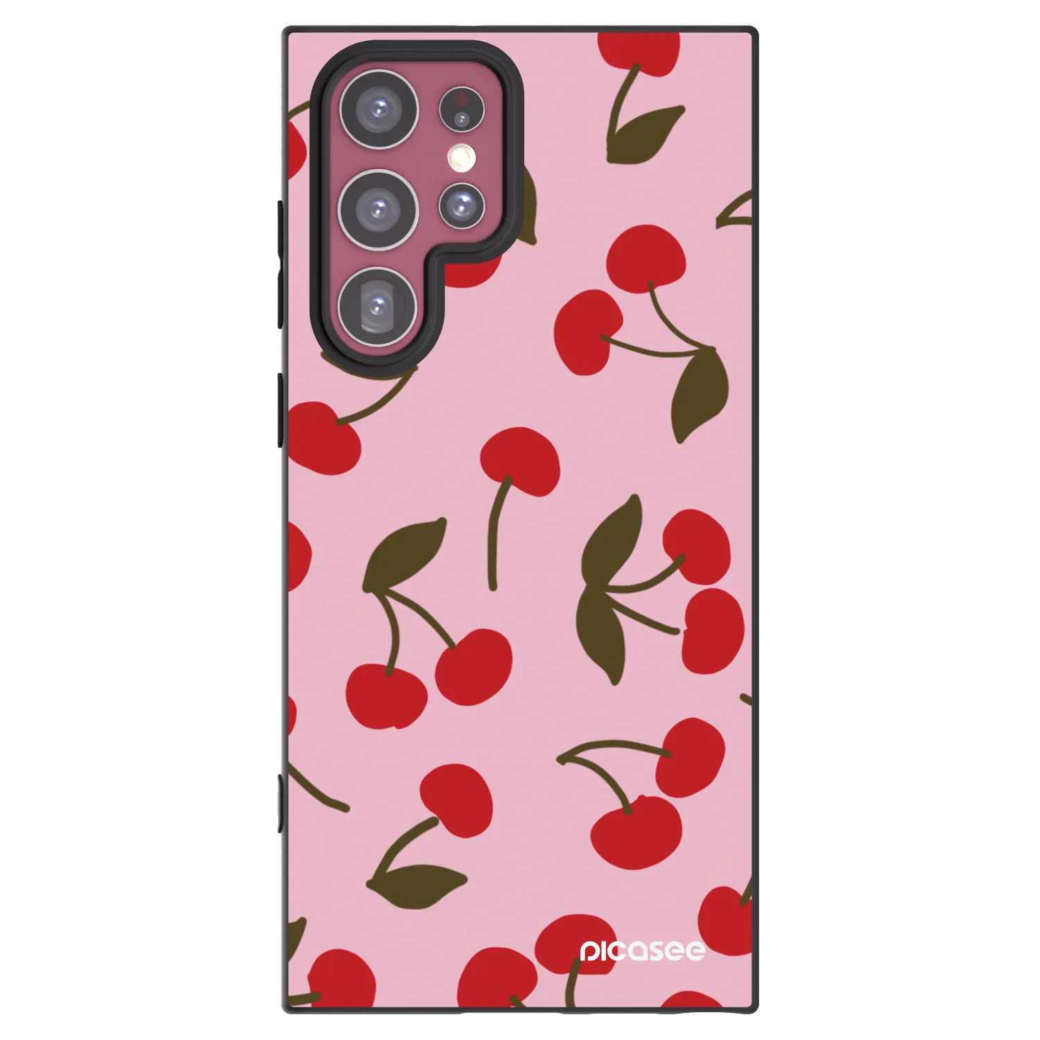 Picasee Μαύρη θήκη σιλικόνης για Samsung Galaxy S22 Ultra 5G - Cherry