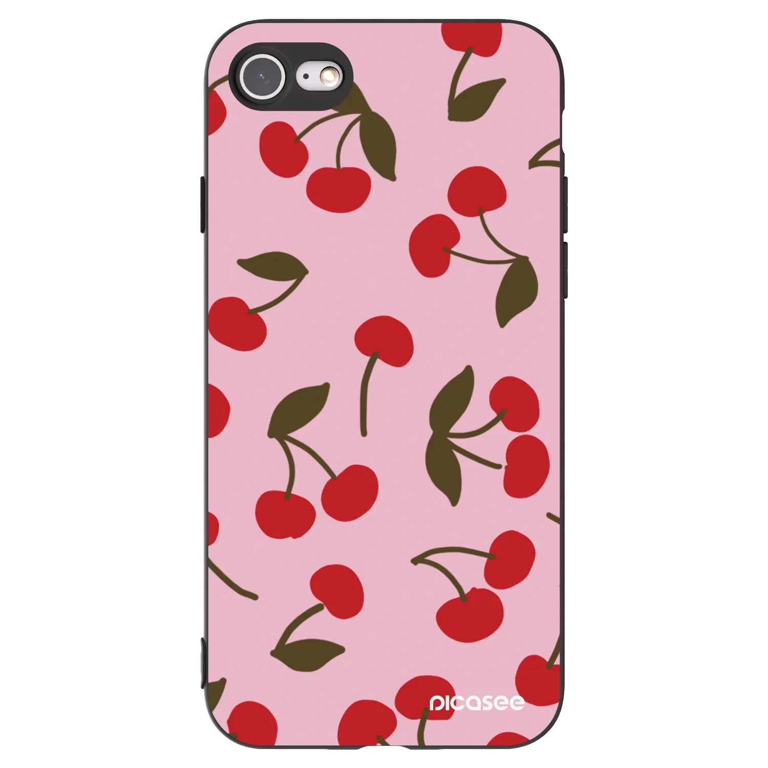 Picasee Μαύρη θήκη σιλικόνης για Apple iPhone SE 2022 - Cherry