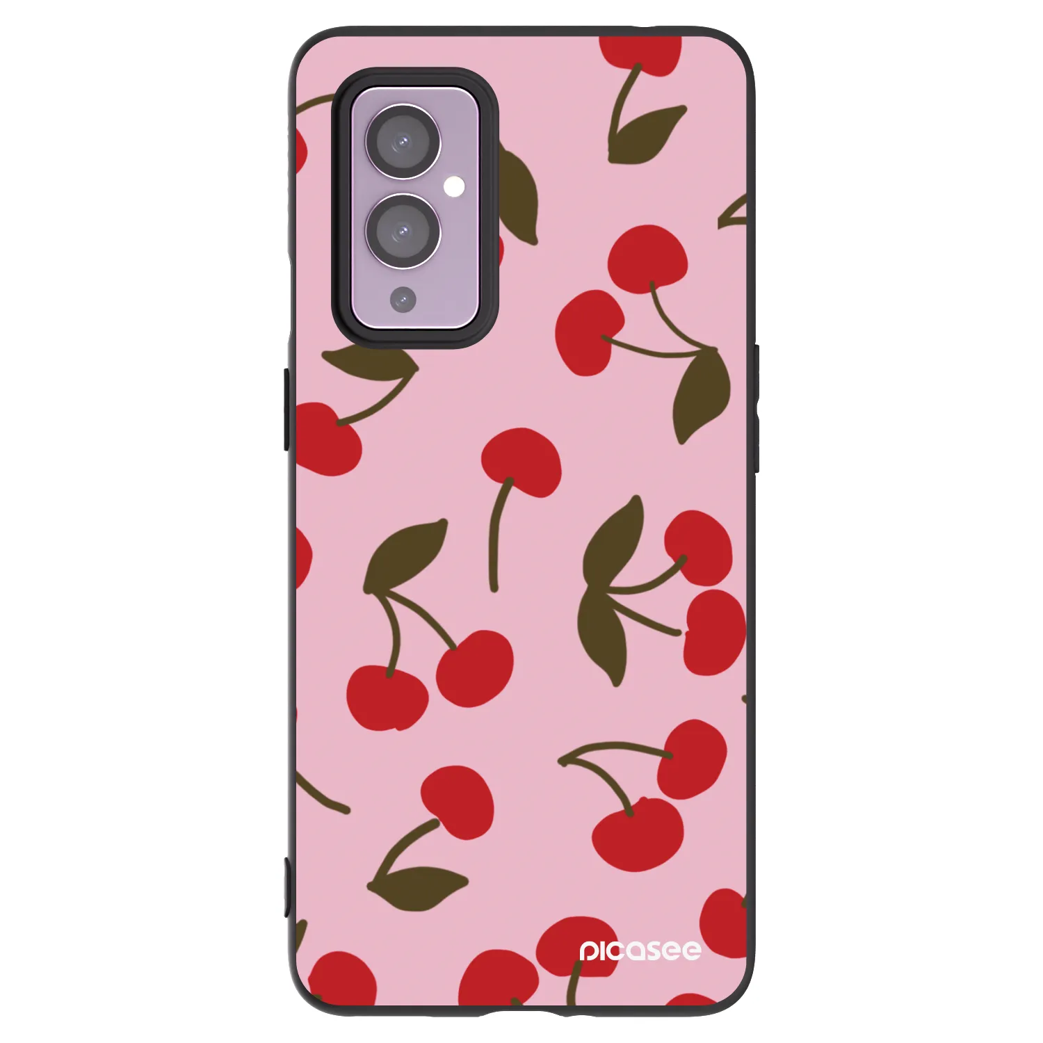 Picasee Μαύρη θήκη σιλικόνης για OnePlus 9 - Cherry