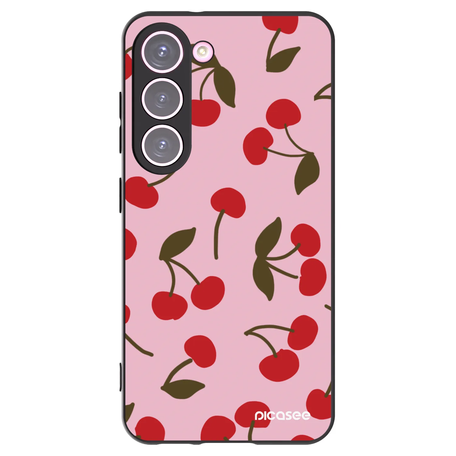 Picasee Μαύρη θήκη σιλικόνης για Samsung Galaxy S23 5G - Cherry