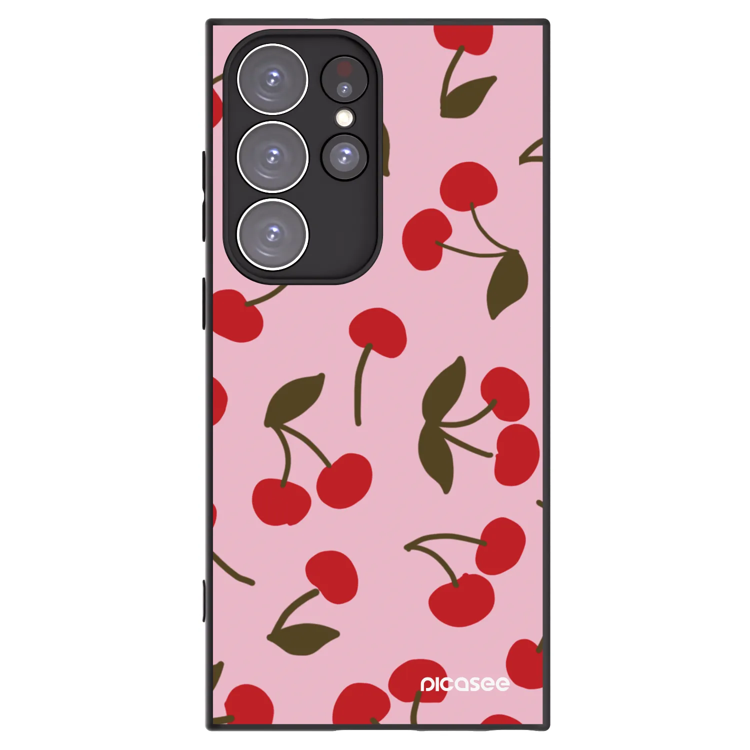 Picasee Μαύρη θήκη σιλικόνης για Samsung Galaxy S23 Ultra 5G - Cherry