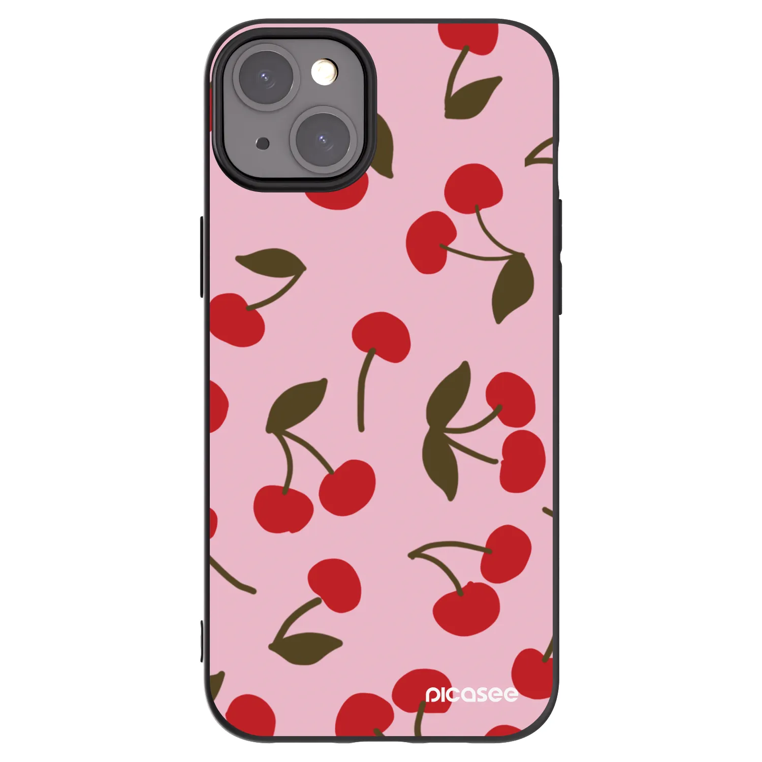 Picasee Μαύρη θήκη σιλικόνης για Apple iPhone 15 Plus - Cherry