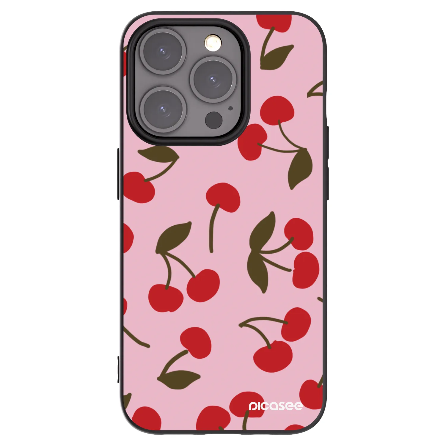 Picasee Μαύρη θήκη σιλικόνης για Apple iPhone 15 Pro - Cherry