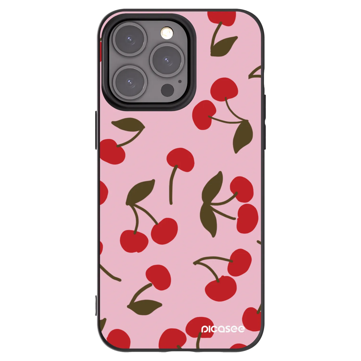 Picasee Μαύρη θήκη σιλικόνης για Apple iPhone 15 Pro Max - Cherry